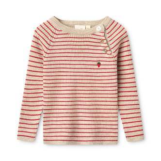 Flye Sweater Uld, Oat mel/Poppy Red, Flöss