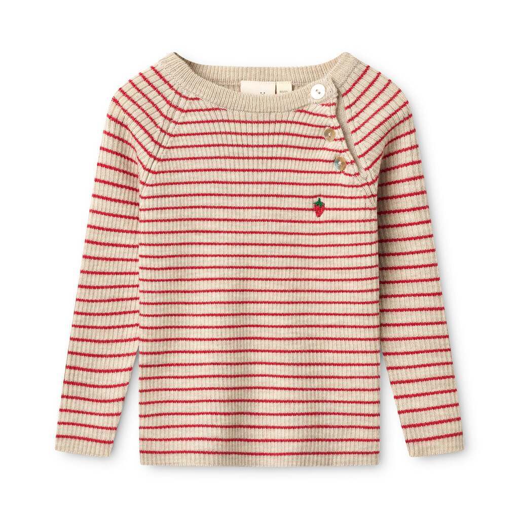 Flye Sweater Uld, Oat mel/Poppy Red, Flöss