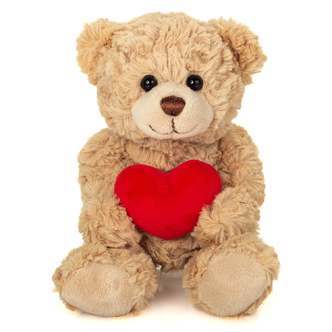Beige bamse med hjerte, 20 cm, Teddy Hermann