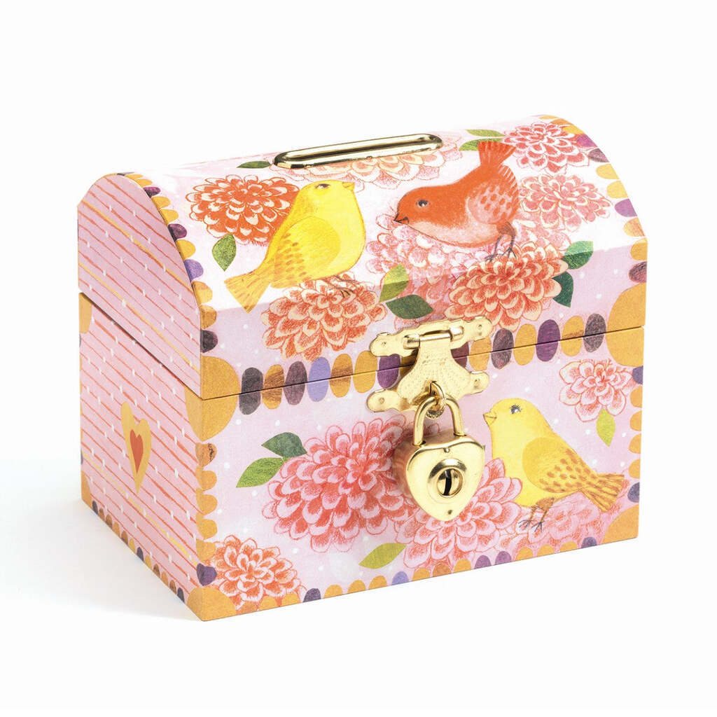 Sparebøsse, Kiste med Fugle og Lås, Djeco