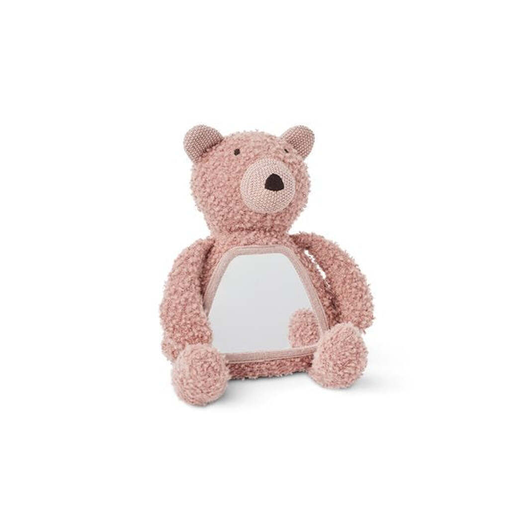 Aktivitets Bamse med spejl, Uld Bouclé Rosa, Smallstuff