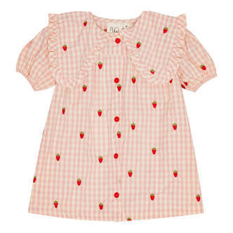 Dolly Kjole, Pink Berry Gingham, Flöss