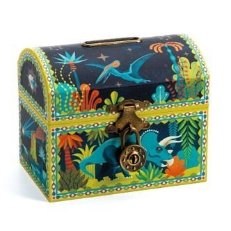 Sparebøsse med lås, Kiste med Dinosaurer, Djeco