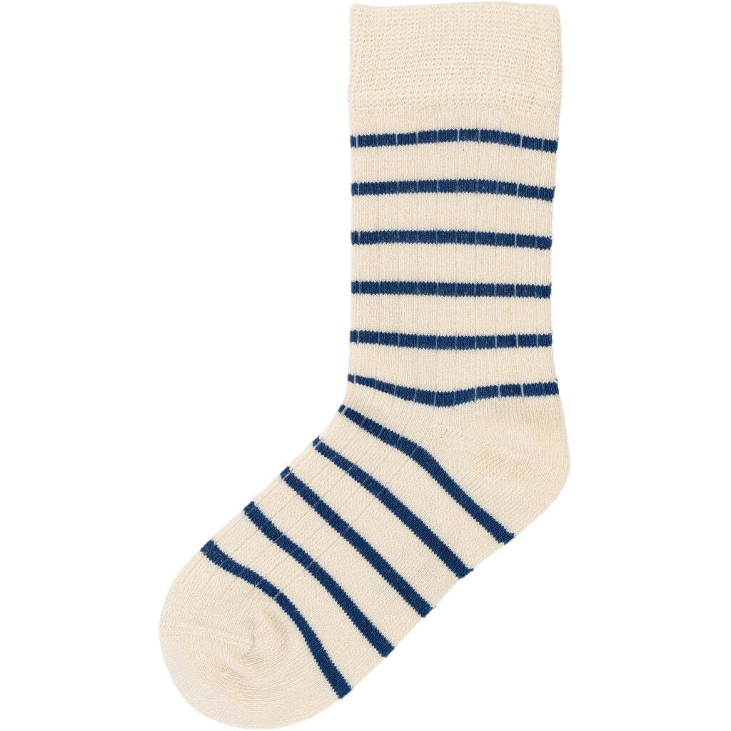 Stripet Bambus Sokker, Deep Cobalt/Off White, Minipop
