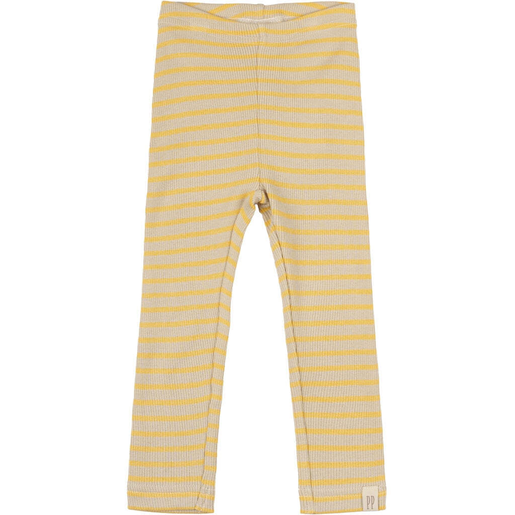 Stribet Leggings, Yellow Sun/Dark Off White, Petit Piao