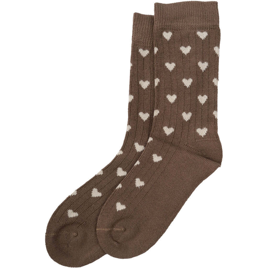 Bambus Sokker, Hjerte, Chocolade Brown/Off White, Minipop