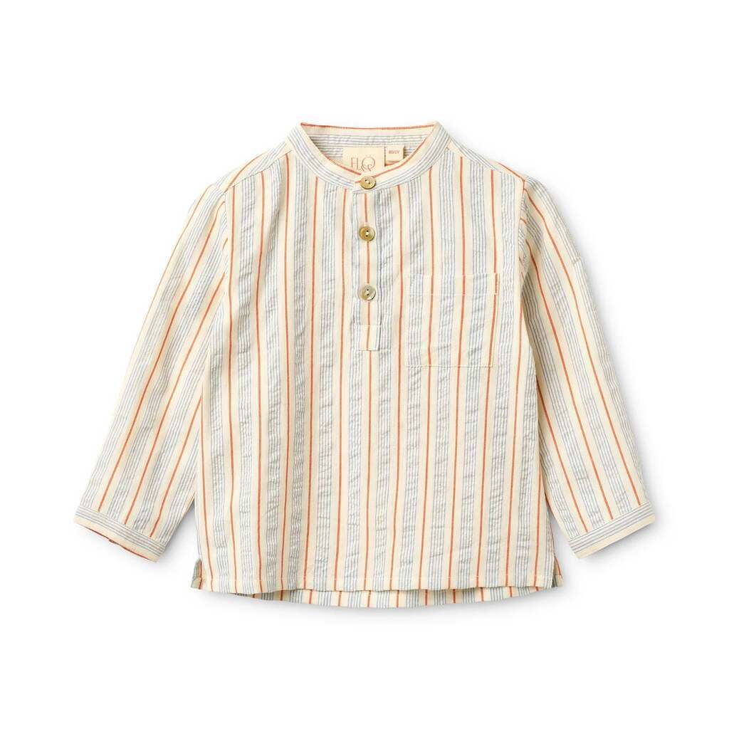 Robin Skjorte, Blue-Tangerine Stripe, Flöss