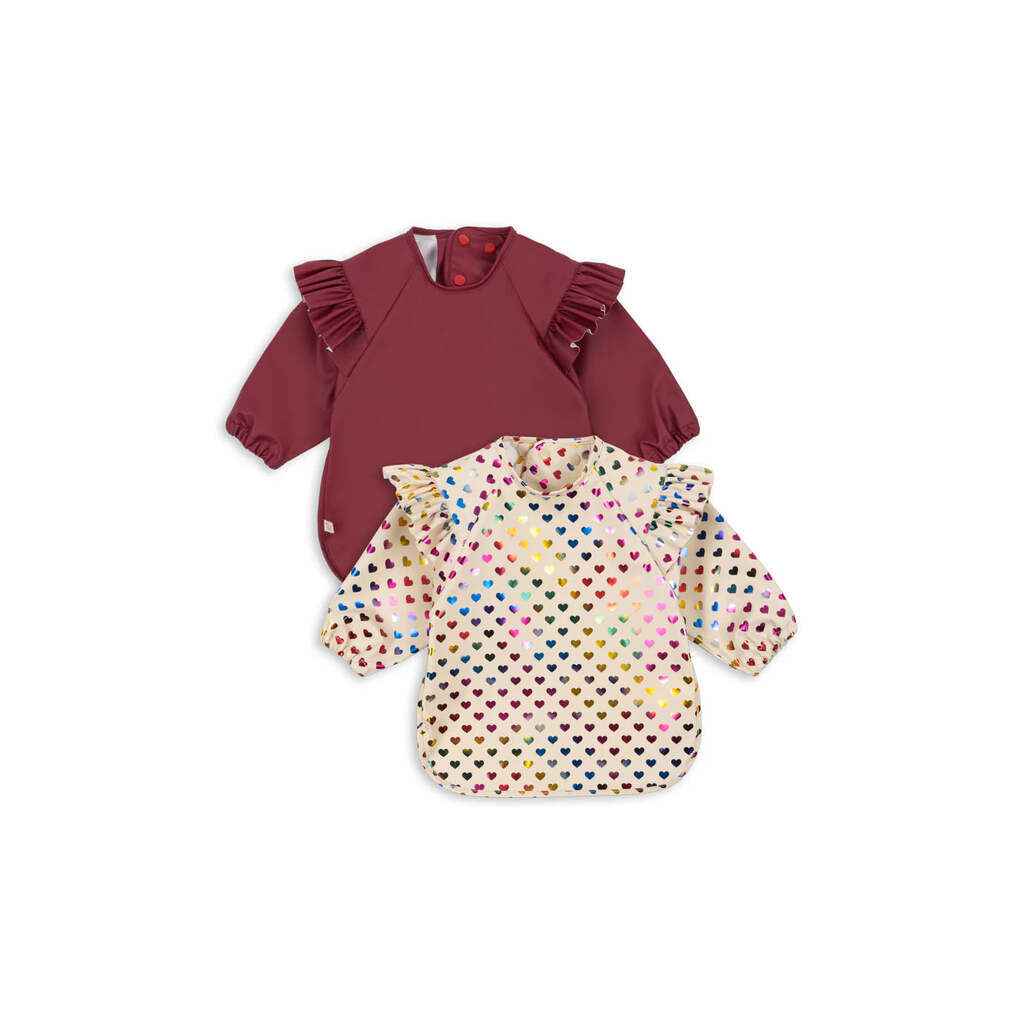 2-pak Hagesmæk med ærmer, Coeur Glitter/Sangria, Konges Sløjd