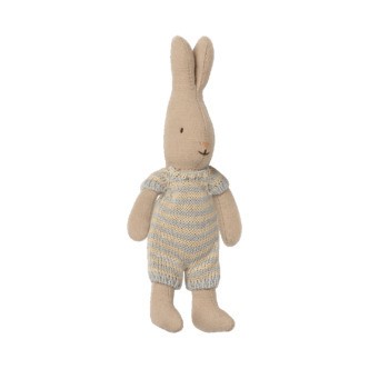 Micro Rabbit, Stribet Dragt, Lyseblå-Creme, Maileg