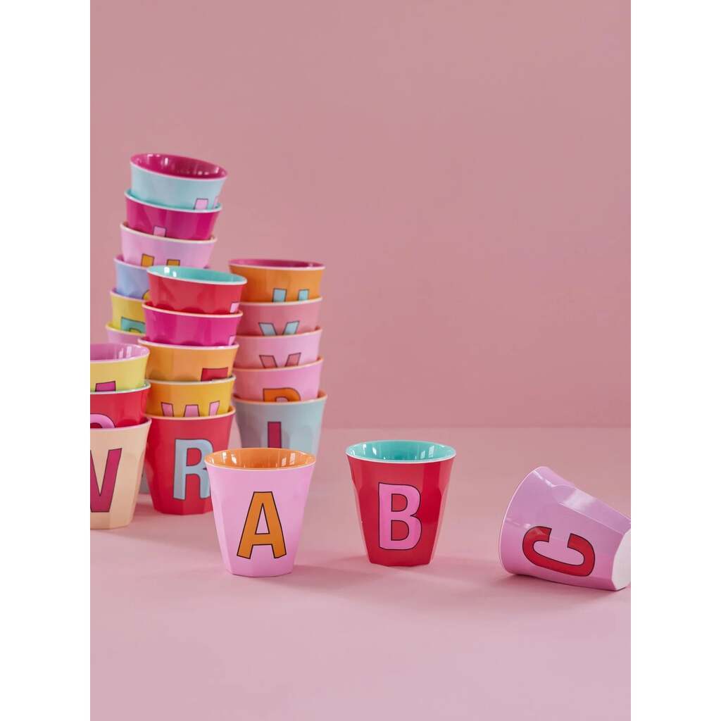 Alfabet Kopper, Ensfarvet, Pink, Rice