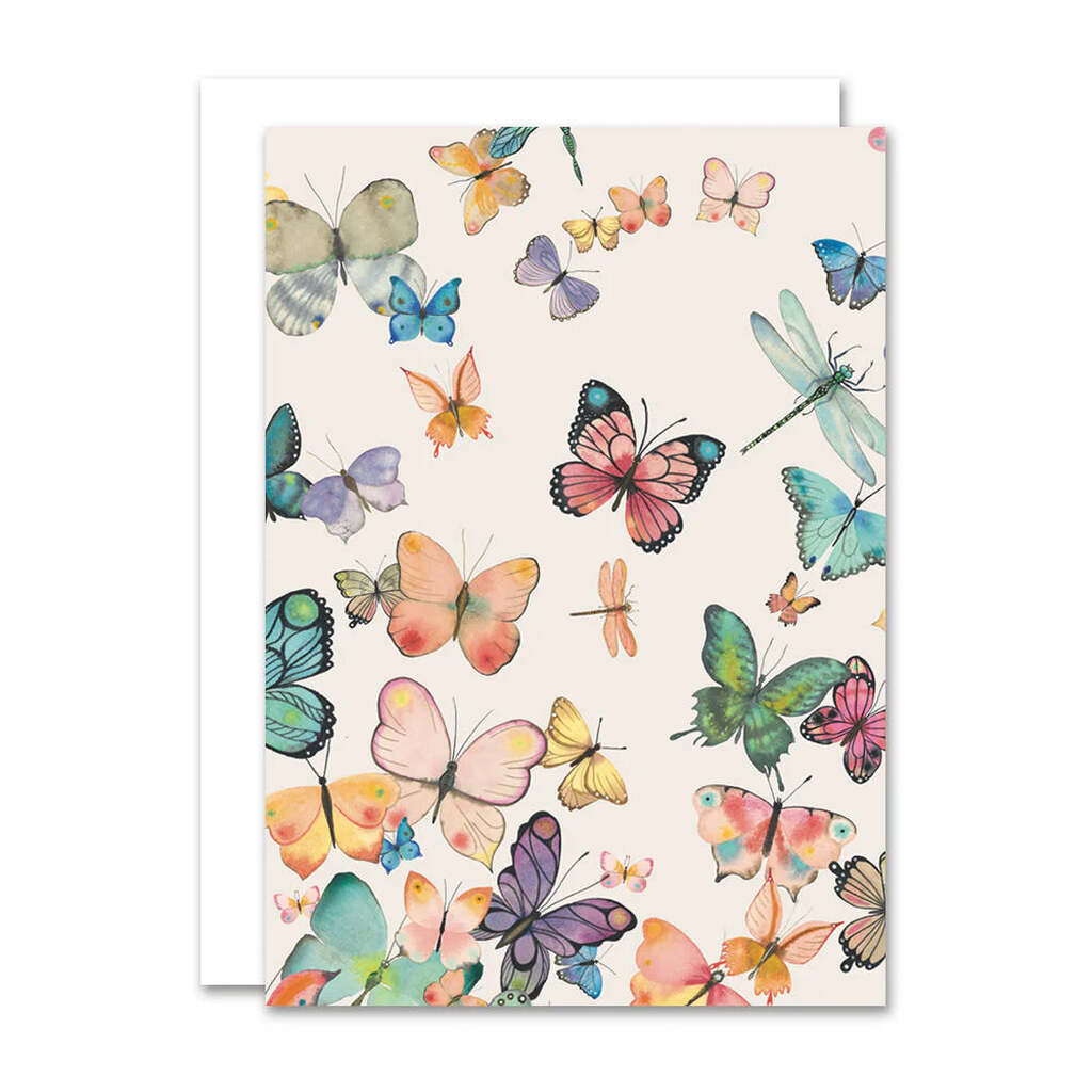 Multi Butterflies, A6 Kort m. Kuvert, All By Voss