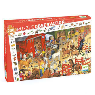 Observationspuslespil, Heste, 200 Brikker, Djeco