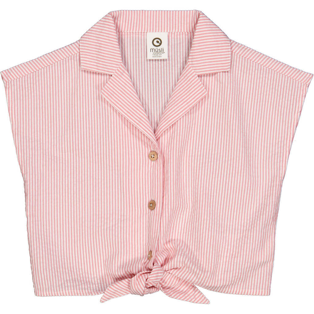 Seersucker Crop Top, Balsam Cream/ Bubblegum, Müsli