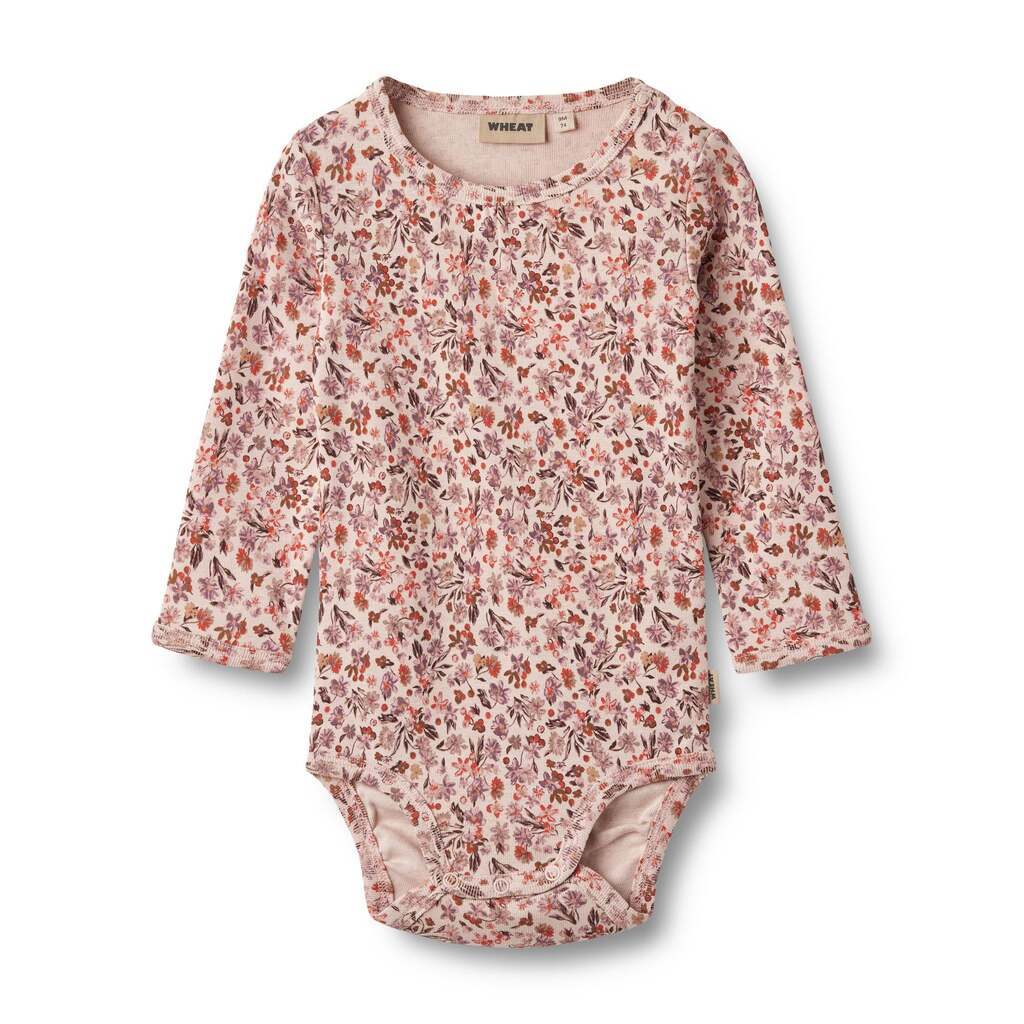 Liv Langærmet Bodystocking, Pale Rose Flowers, Wheat