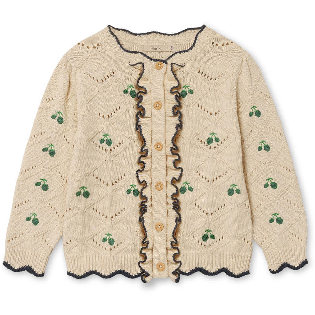 Mela Ruffle Cardigan, Sandshell, Fliink