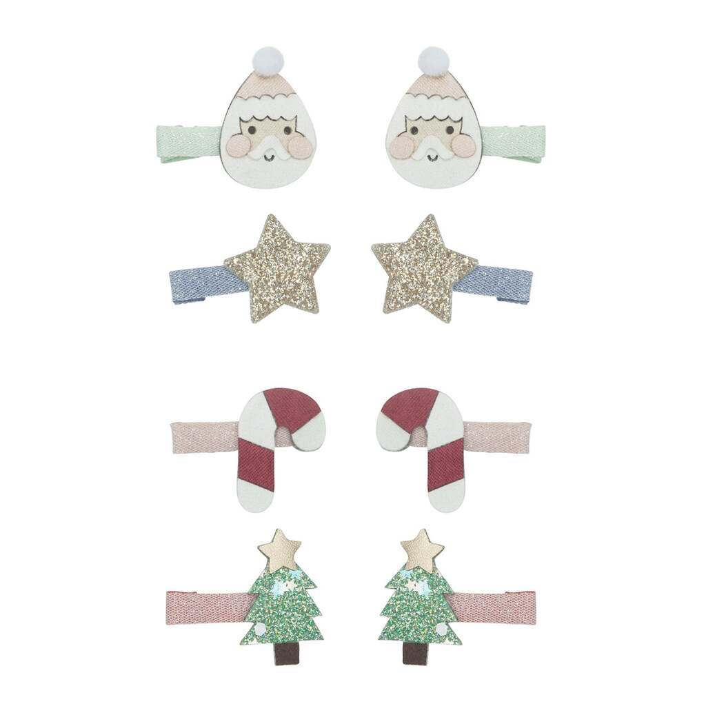 8 hårclips - Pastel Mini Santa Christmas, Mimi & Lula
