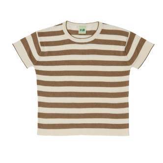 Stribet T-shirt, Ecru/Camel, FUB
