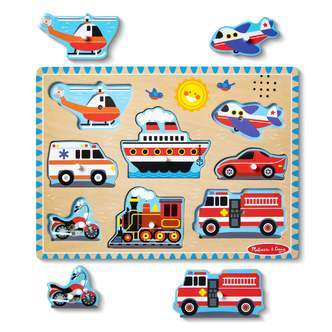 Lydpuslespil i Træ, Transportmidler, Melissa & Doug