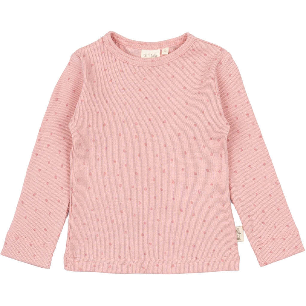 Prikket T-shirt Lange Ærmer, Bright Rose, Petit Piao