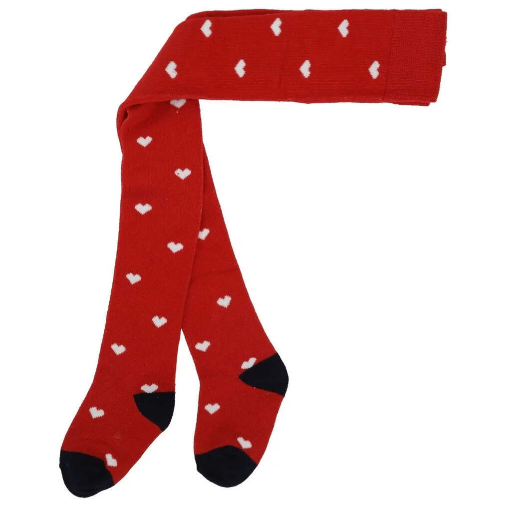 Vera tights, Poppy Red Heart, Flöss