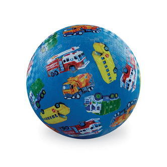 Gummibold, 18 cm, Blå med Køretøj, Crocodile Creek