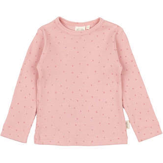 Prikket T-shirt Lange Ærmer, Bright Rose, Petit Piao