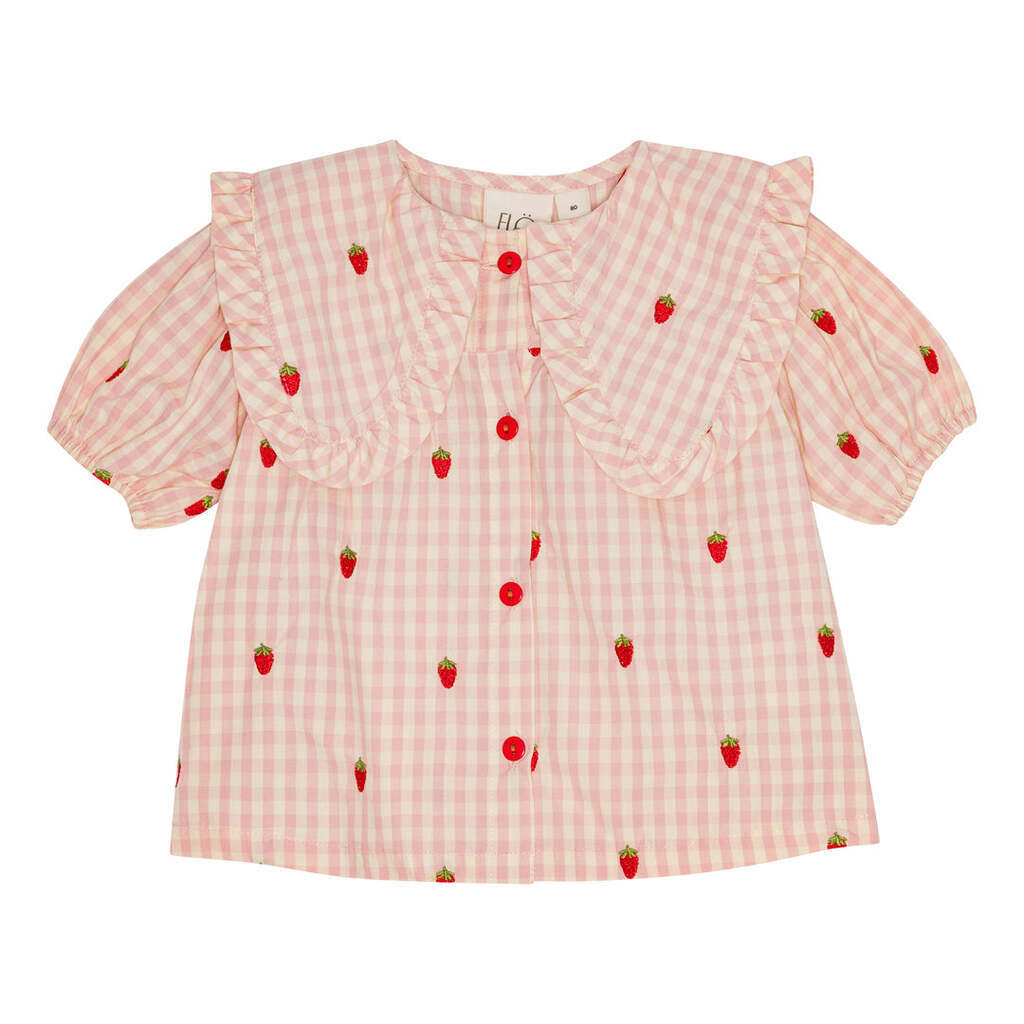Dolly Bluse, Pink Berry Gingham, Flöss