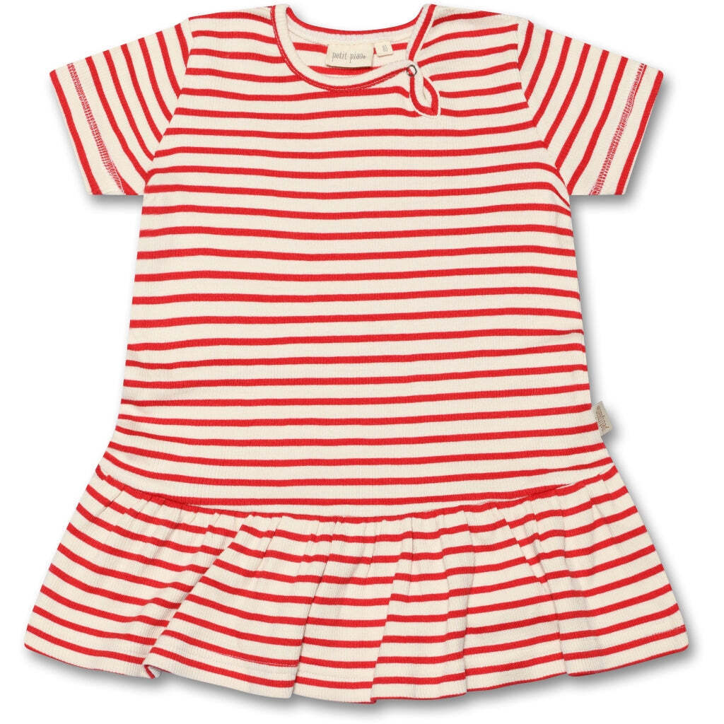 Stribet Kjole, Bright Red, Petit Piao