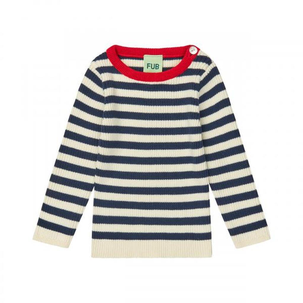Baby Rib Bluse, Ecru/Dark Navy, FUB