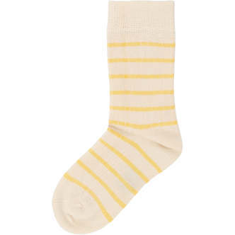 Stripet Bambus Sokker, Yellow Sun/Dark Off White, Minipop