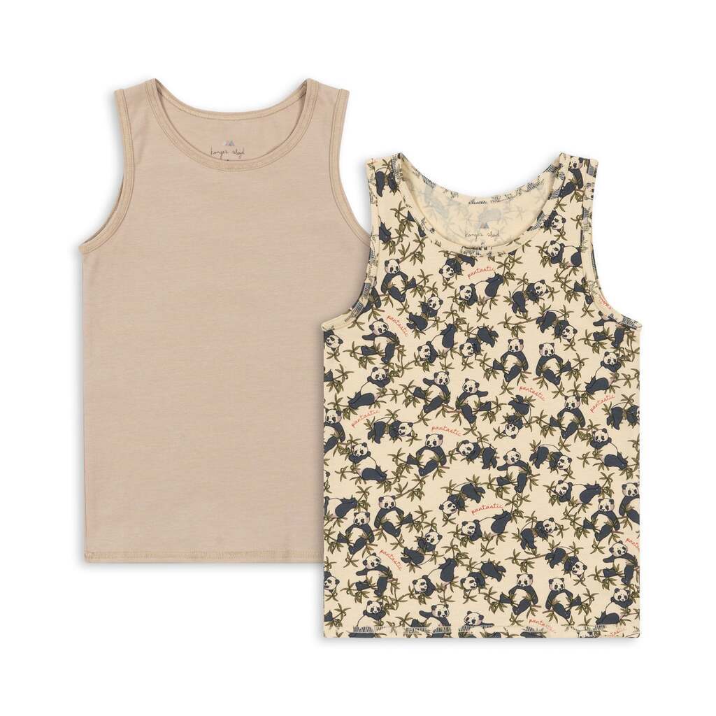 2-Pak Undertrøje Tank Top, Panda/Oxford tan, Konges Sløjd
