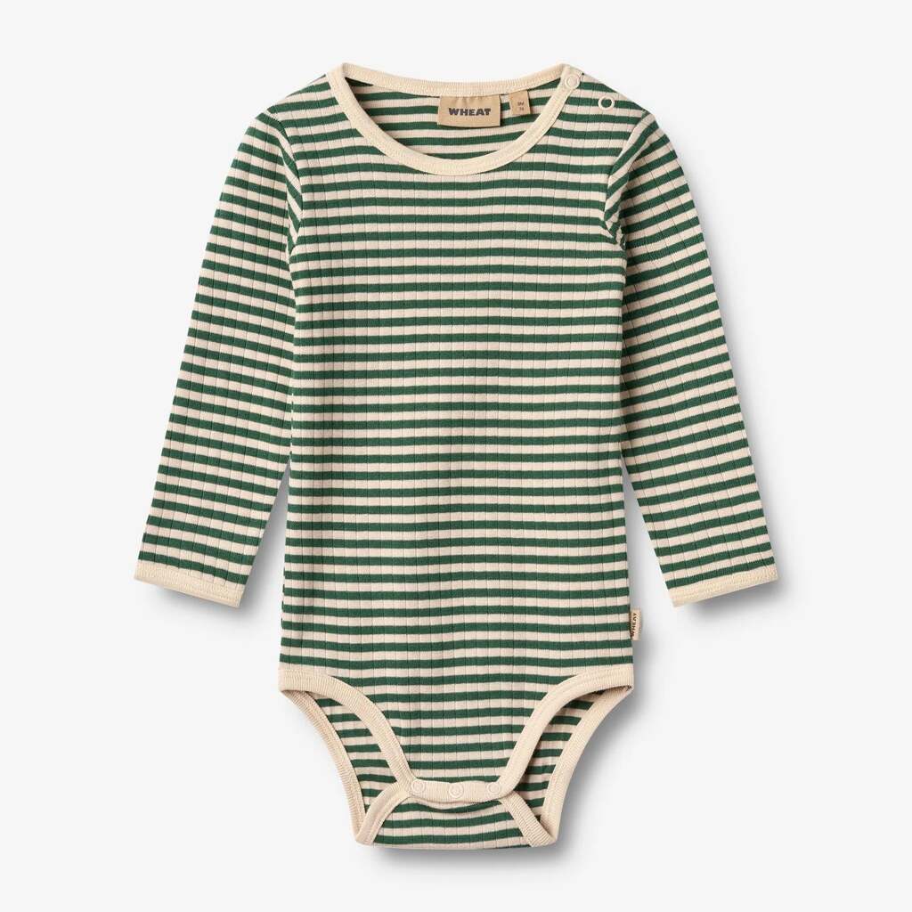 Body L/S Berti, Green Stripe, Wheat