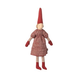 Nisse, str. 2 - Pige - Rød kjole, Maileg