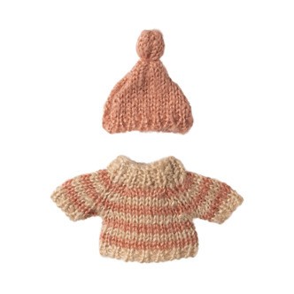 Strikket Sweater og Hue, Storesøster Mus, Maileg