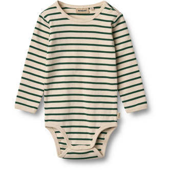 Berti Langærmet Bodystocking, Green Stripe, Wheat