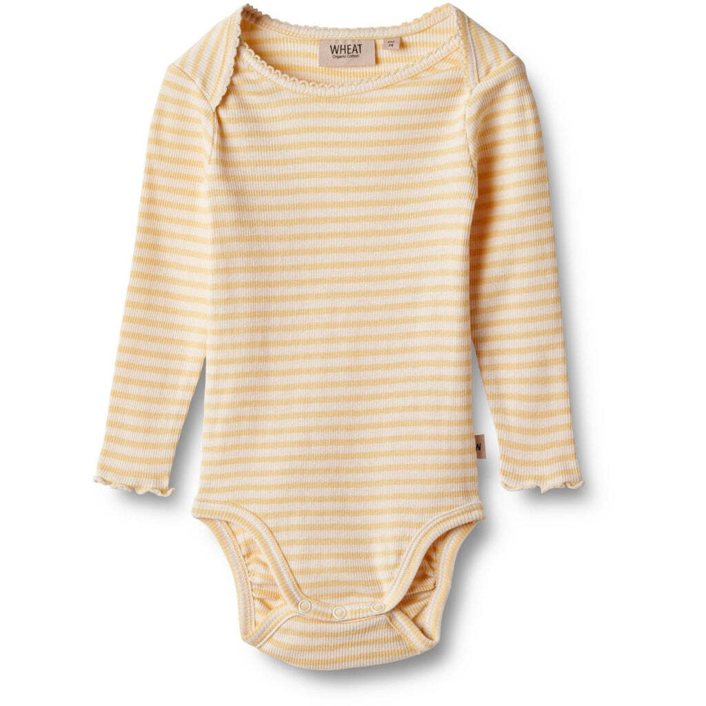 Rie Langærmet Bodystocking, Pale Apricot Stripe, Wheat