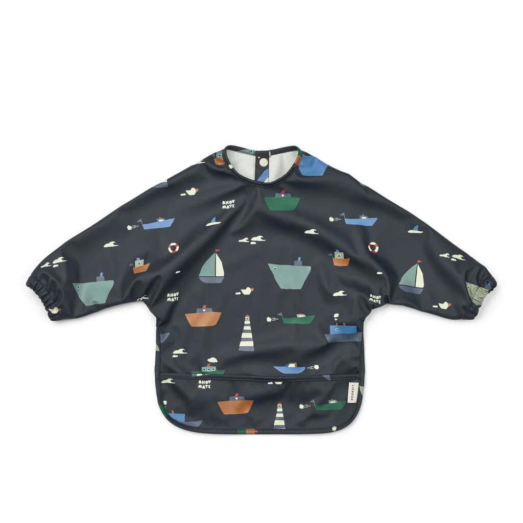 Merle hagesmæk med ærmer, Sailing/Classic Navy, Liewood