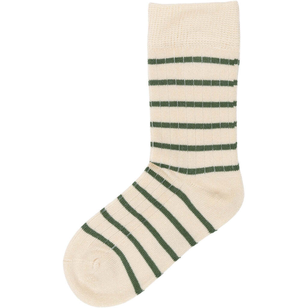 Stripet Bambus Sokker, Emerald Green/Off White, Minipop