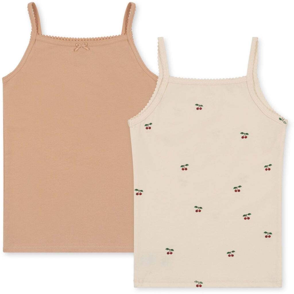 2-Pak Undertrøje Strap Top, Cherry/Toasted Almond, Konges Sløjd