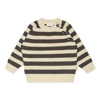 Stribet Sweater, Dark oak/off white, Petit Piao