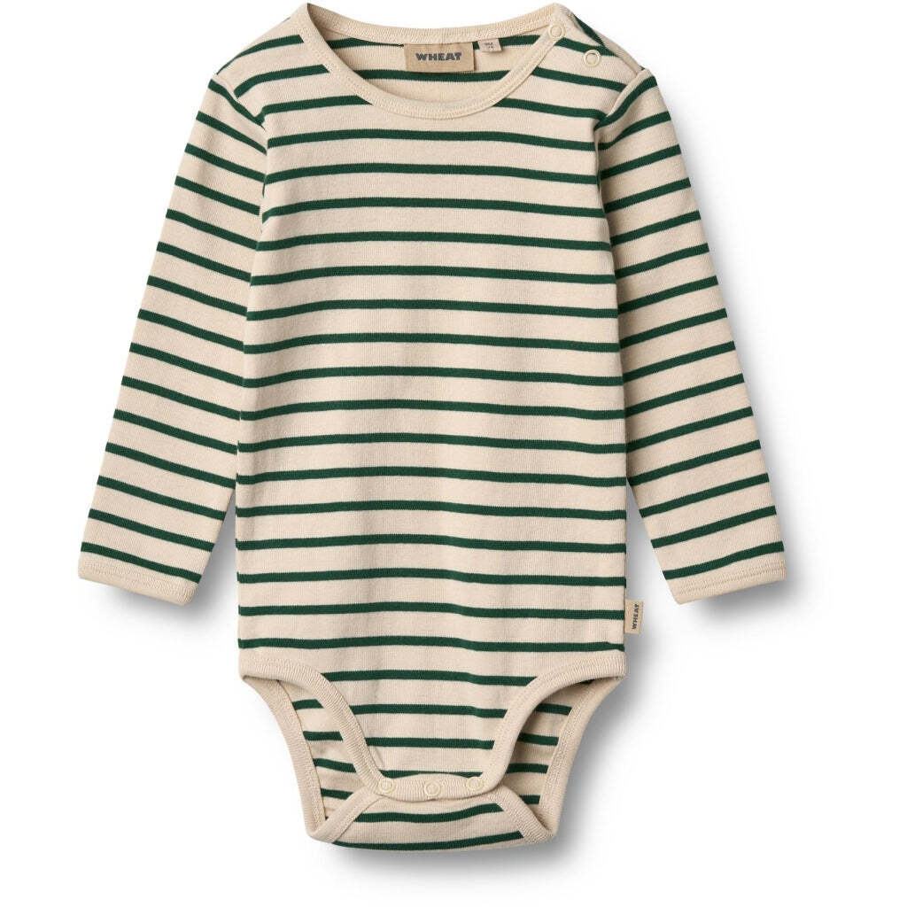 Berti Langærmet Bodystocking, Green Stripe, Wheat