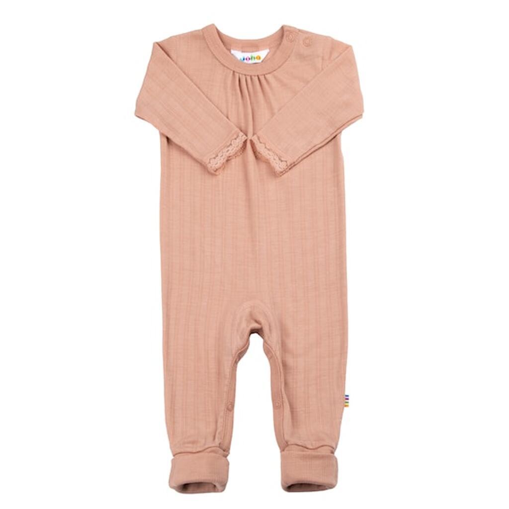 Heldragt m. fod, Fersken, Uld/Silke, Joha