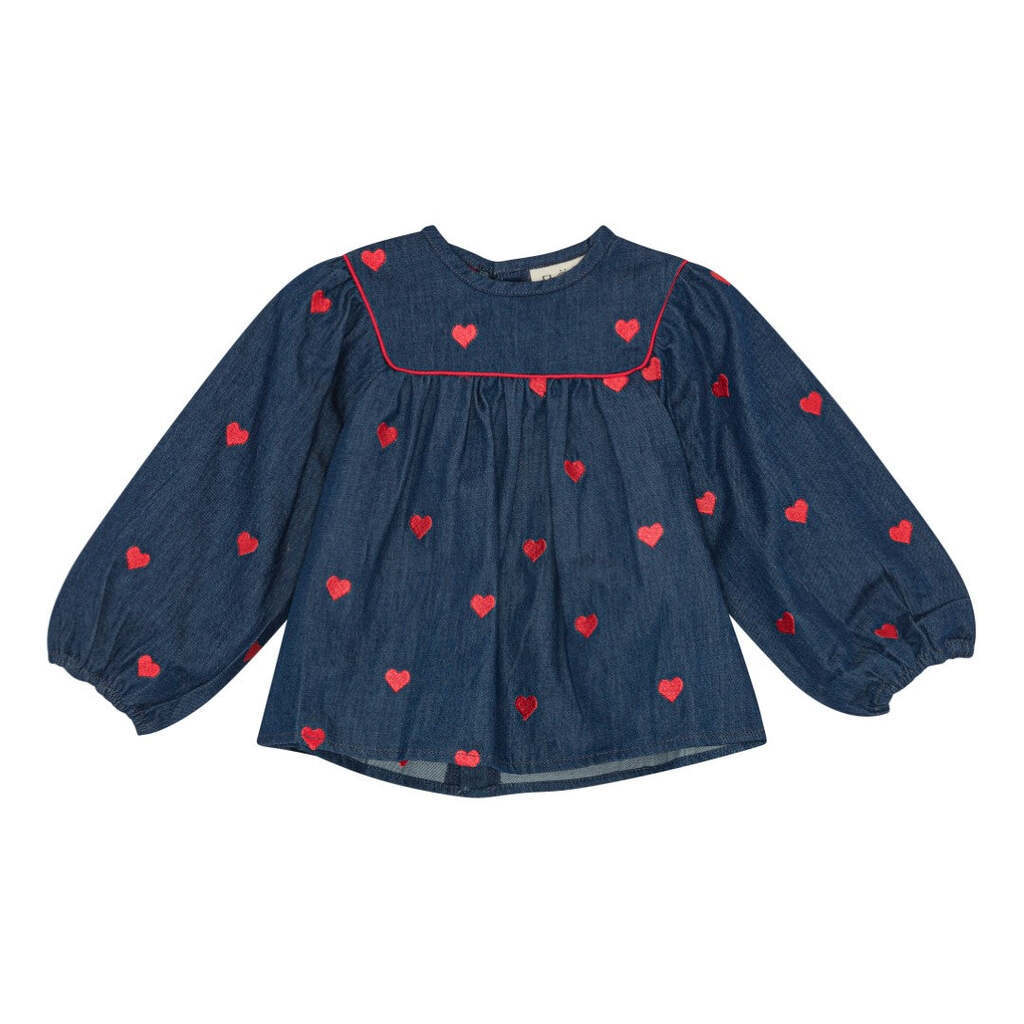 Amee Bluse, Mid Blue Heart, Flöss