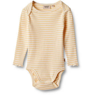 Rie Langærmet Bodystocking, Pale Apricot Stripe, Wheat