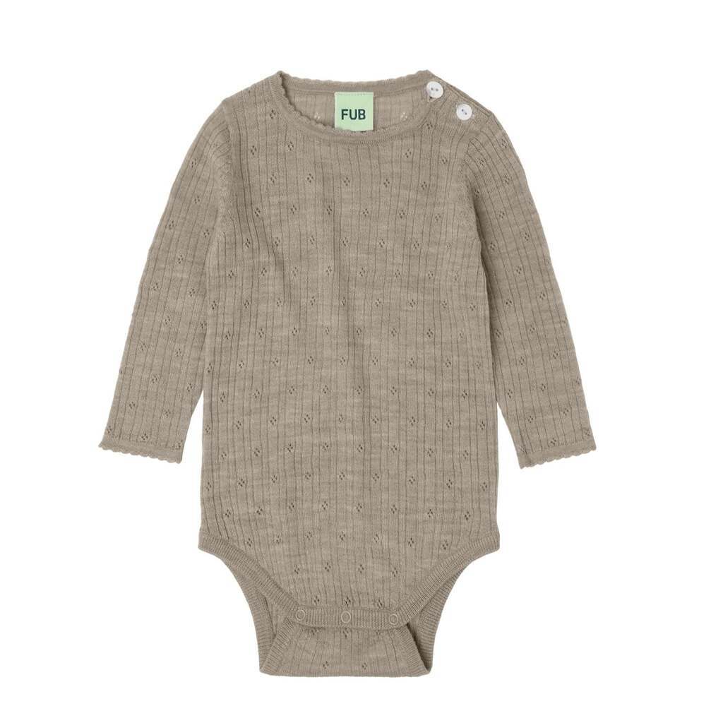 Baby Pointelle Body, Oat Melange, FUB