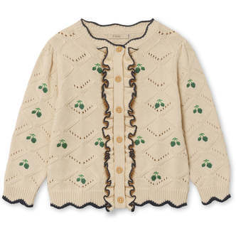 Mela Ruffle Cardigan, Sandshell, Fliink