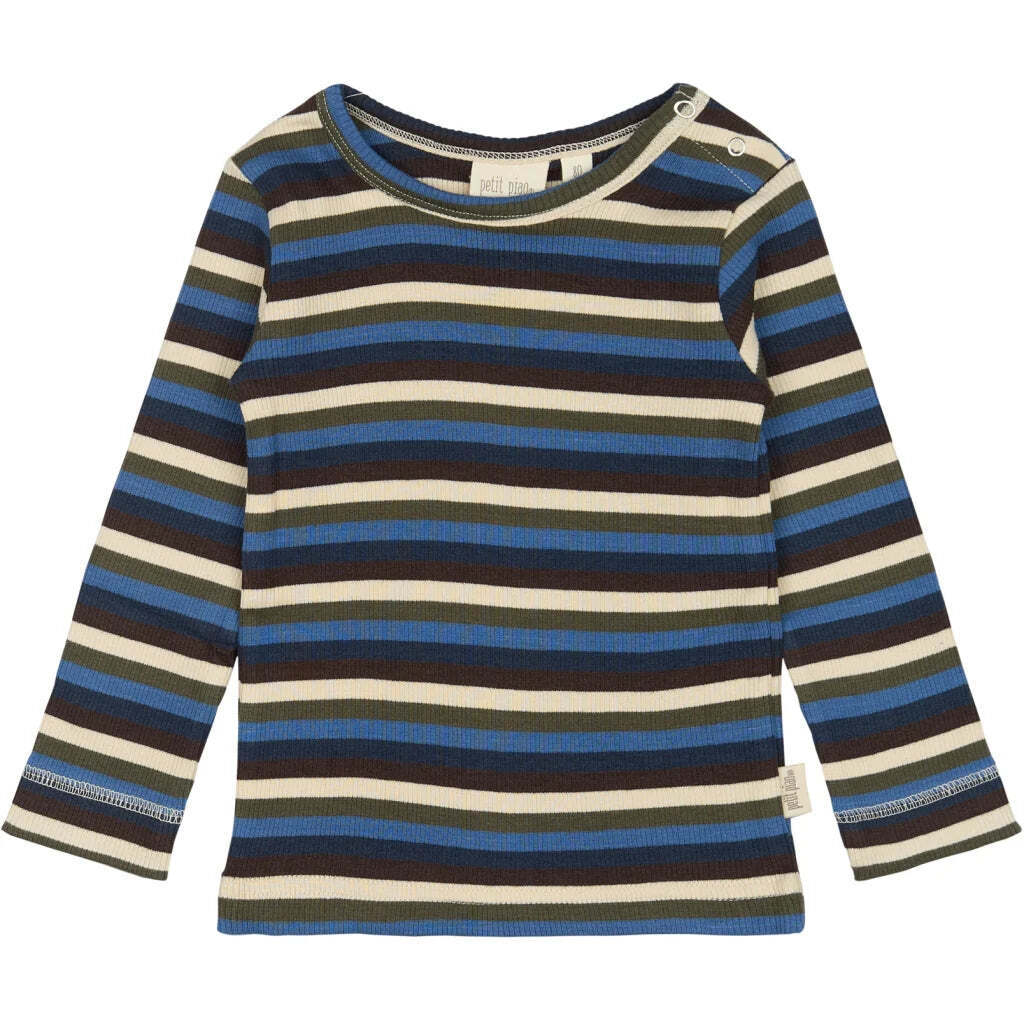 Bluse Modal Multi Stripe, True Navy, Petit Piao