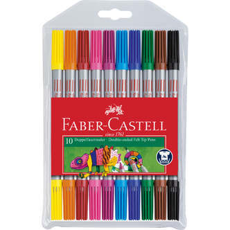 10 Dobbelt Tusser med Tynd og Tyk Spids, 10 Farver, Faber-Castell