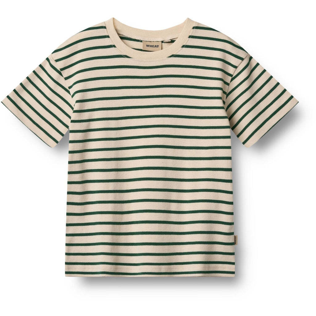 Fabian T-shirt, Green Stripe, Wheat