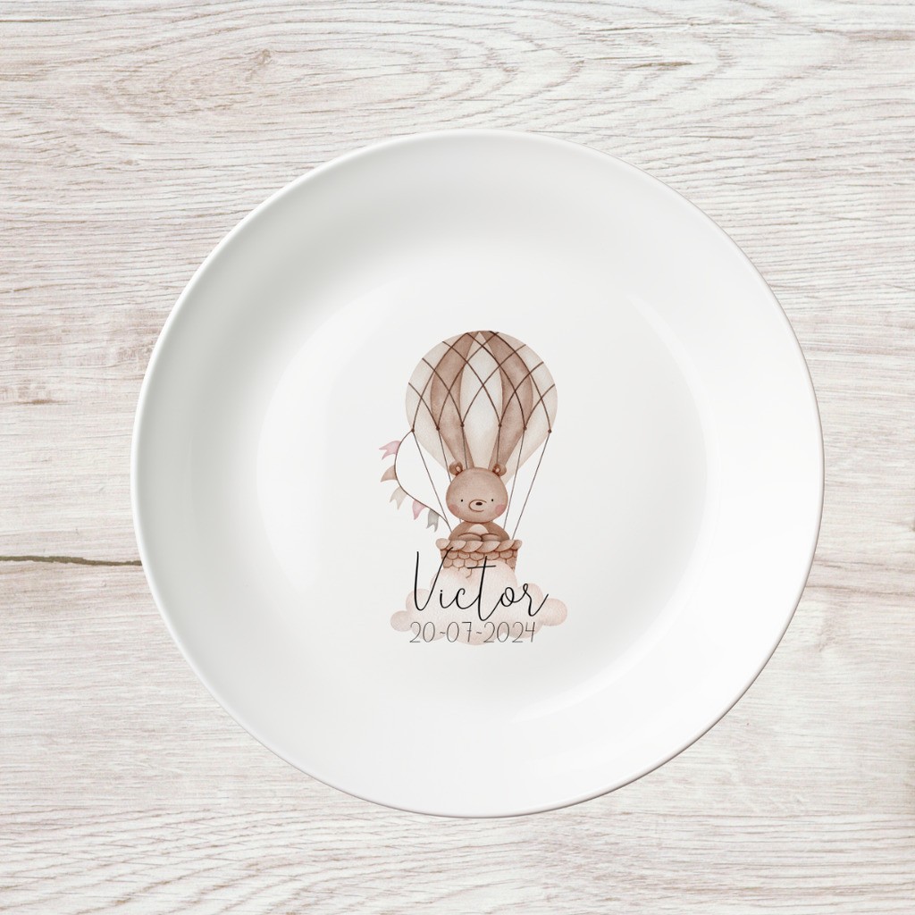 NYHED! Tallerken med navn / personlig tallerken - Bamse Sky - Navn